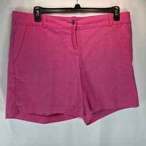Isaac Mizrahi Women's Sz 16 Preppy Pink White Polka Dot Chino Shorts Stretch